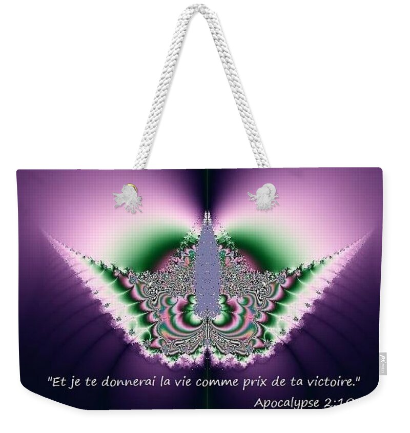French Weekender Tote Bag featuring the painting Crown of Life in French by Bruce Nutting