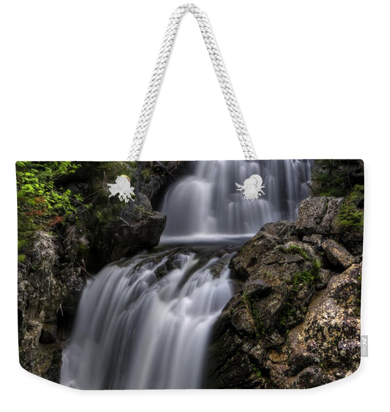 New Hampshire Weekender Tote Bag featuring the photograph Crystal Cascade in Pinkham Notch by White Mountain Images