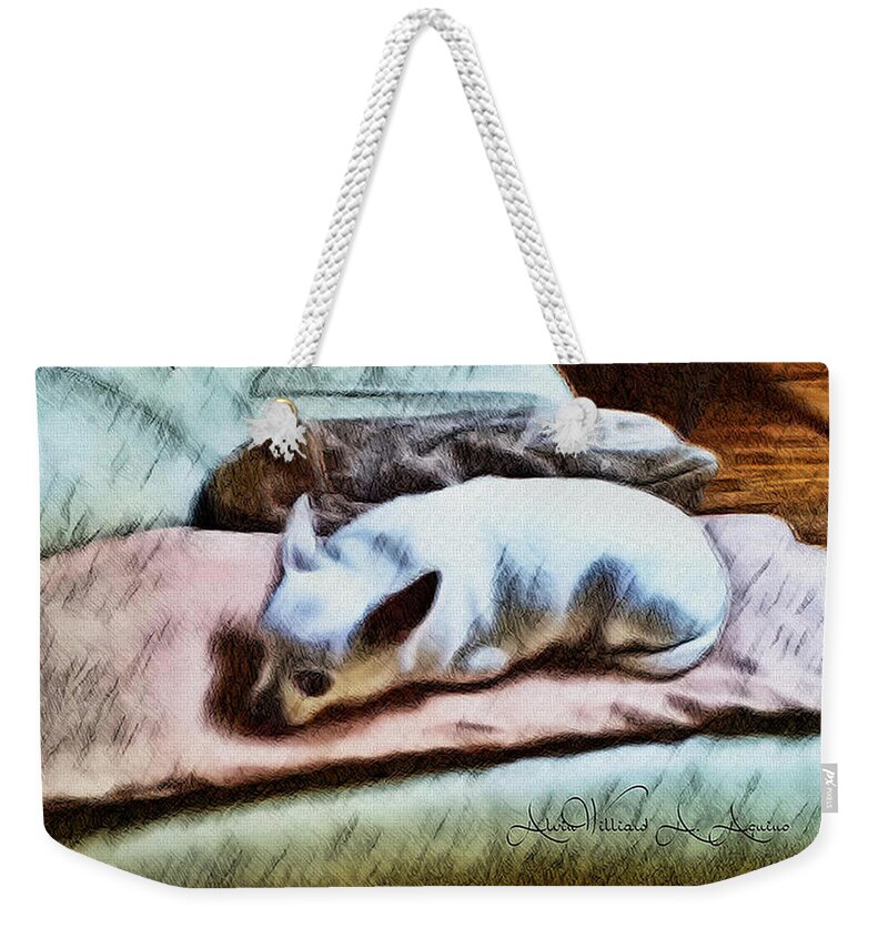 Cute Pet Weekender Tote Bag featuring the painting Cuddly by Withintensity Touch