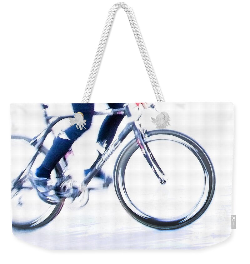 Bicycling Weekender Tote Bag featuring the photograph Cycling by Theresa Tahara