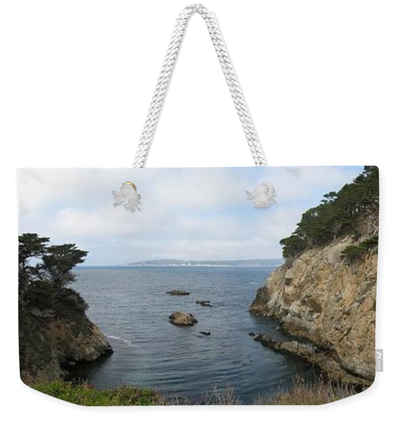 Point Lobos Weekender Tote Bag featuring the photograph Cypress Cove Panorama by James B Toy