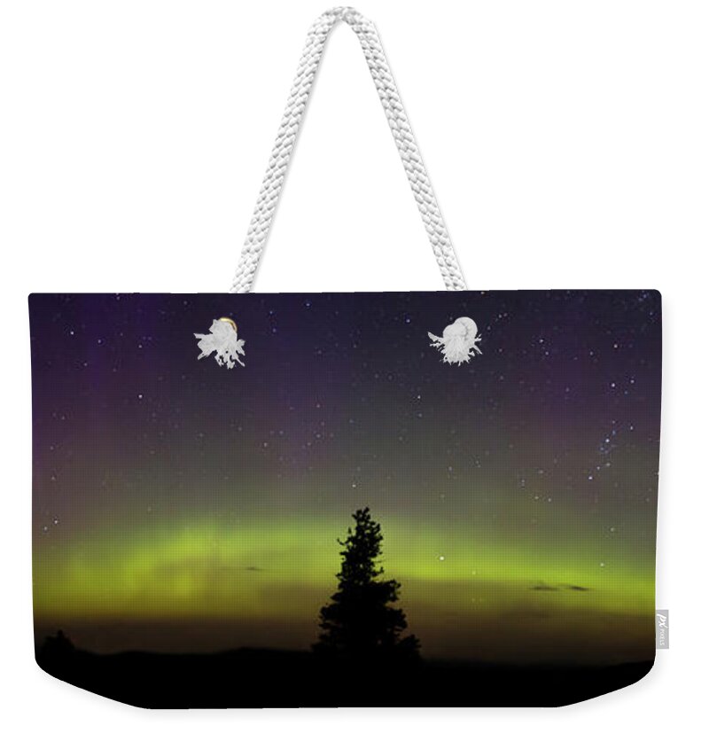 Tranquility Weekender Tote Bag featuring the photograph Cypress Hills Northern Lights by Ian Hennes
