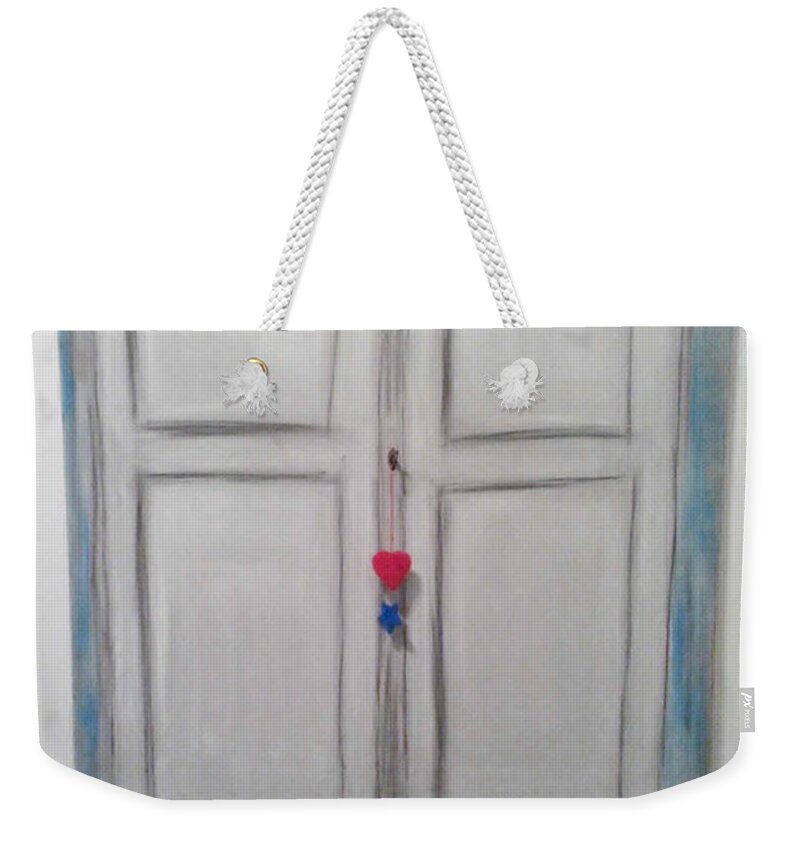 Abstract Painting Strcutured Mix Weekender Tote Bag featuring the painting D1 - door by KUNST MIT HERZ Art with heart