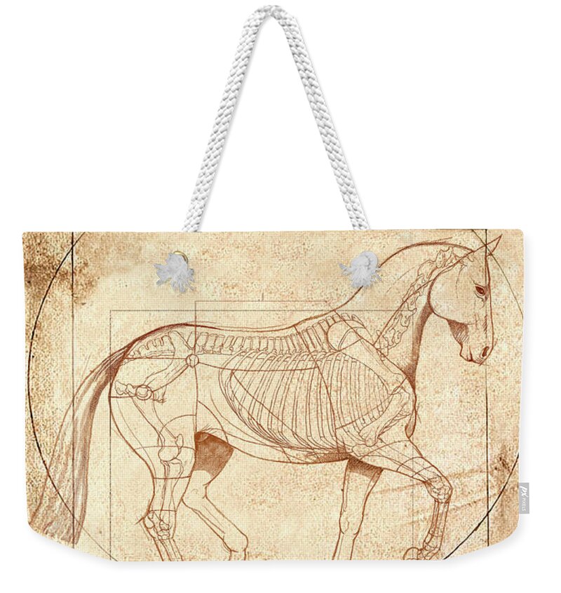 Equine Weekender Tote Bag featuring the painting da Vinci Horse in Piaffe by Catherine Twomey