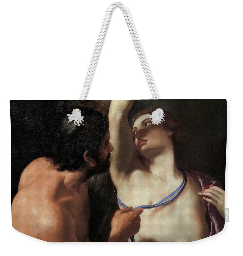 Andrea Sacchi Weekender Tote Bag featuring the painting Daedalus and Icarus by Andrea Sacchi