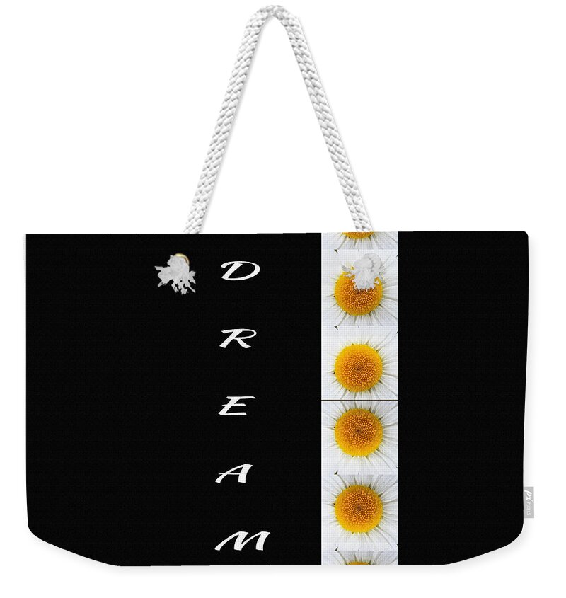 Daisies Dream Black Weekender Tote Bag featuring the digital art Daisies Dream Black by Barbara A Griffin