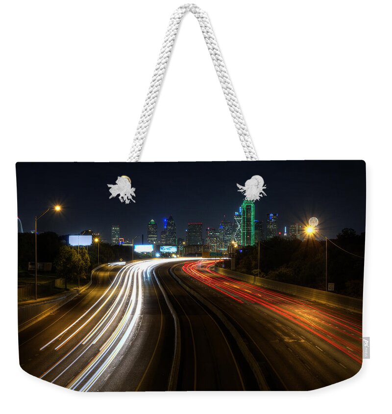 Dallas Weekender Tote Bag featuring the photograph Dallas Night light by Jonathan Davison