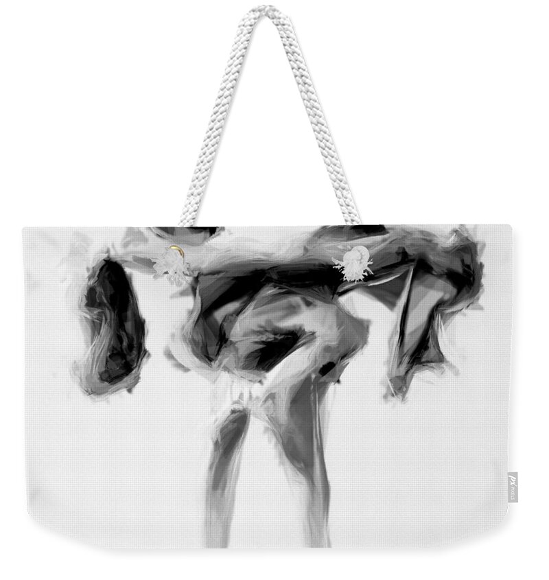 Black And White Weekender Tote Bag featuring the digital art Dance Moves II by Rafael Salazar