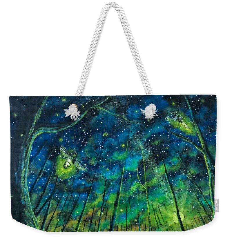 Lightning Bugs Weekender Tote Bag featuring the painting Dance The Night Away by Joel Tesch