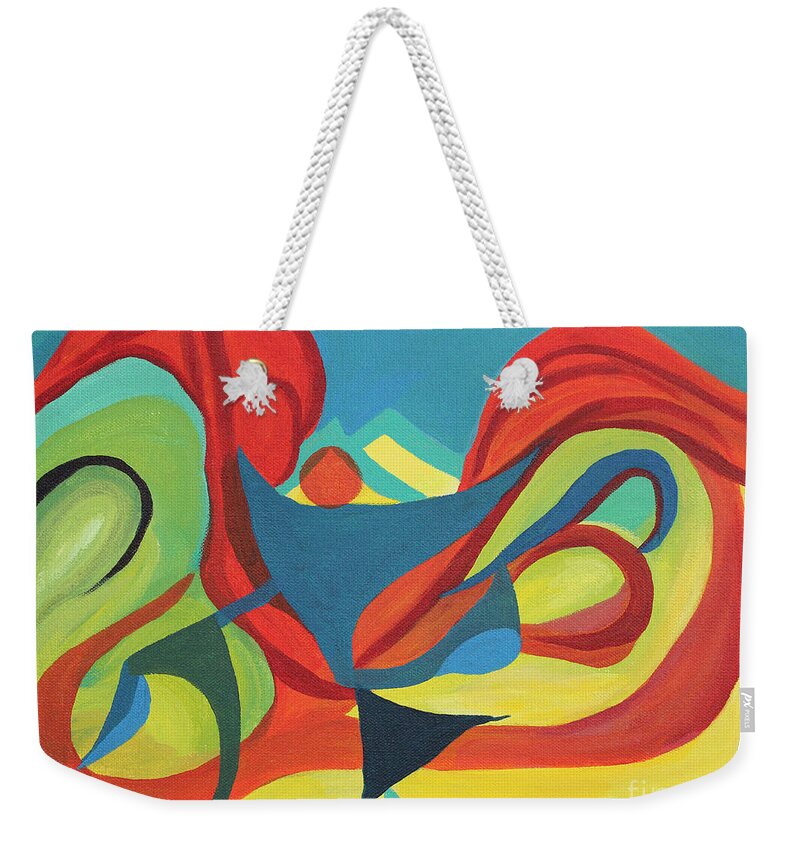 Abstract Weekender Tote Bag featuring the painting Dancing Child by Annette M Stevenson