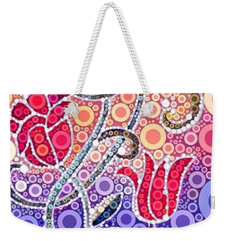 Digital Weekender Tote Bag featuring the digital art Dancing Flowers at Sunrise by Linda Bailey