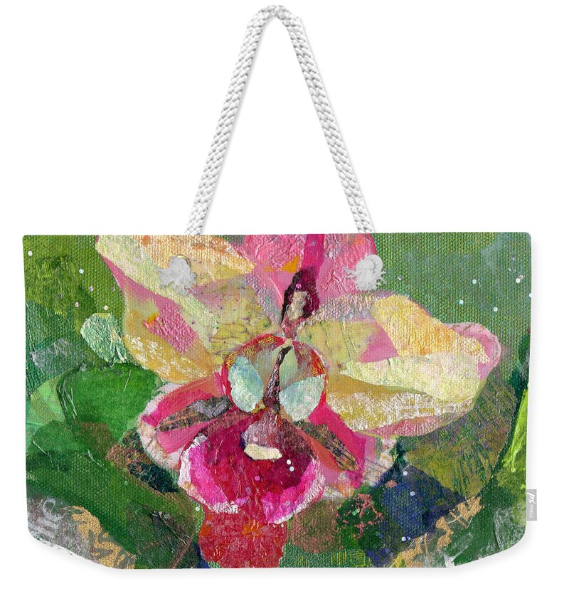 Flower Weekender Tote Bag featuring the painting Dancing Orchid I by Shadia Derbyshire