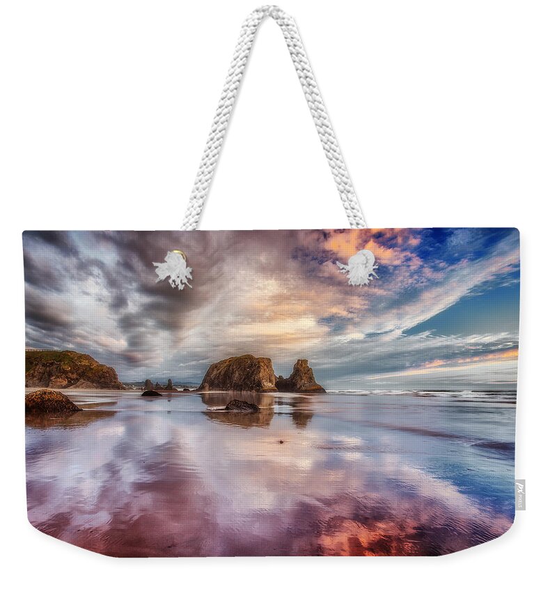Bandon Weekender Tote Bag featuring the photograph Dancing Sunset by Darren White