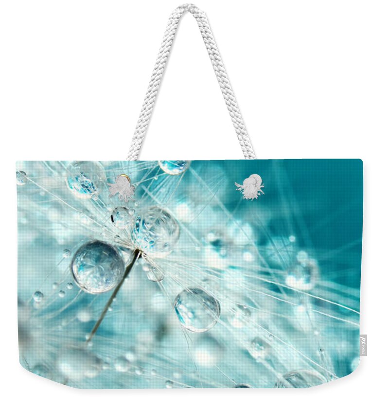 Dandelion Weekender Tote Bag featuring the photograph Dandy Starburst in Blue by Sharon Johnstone