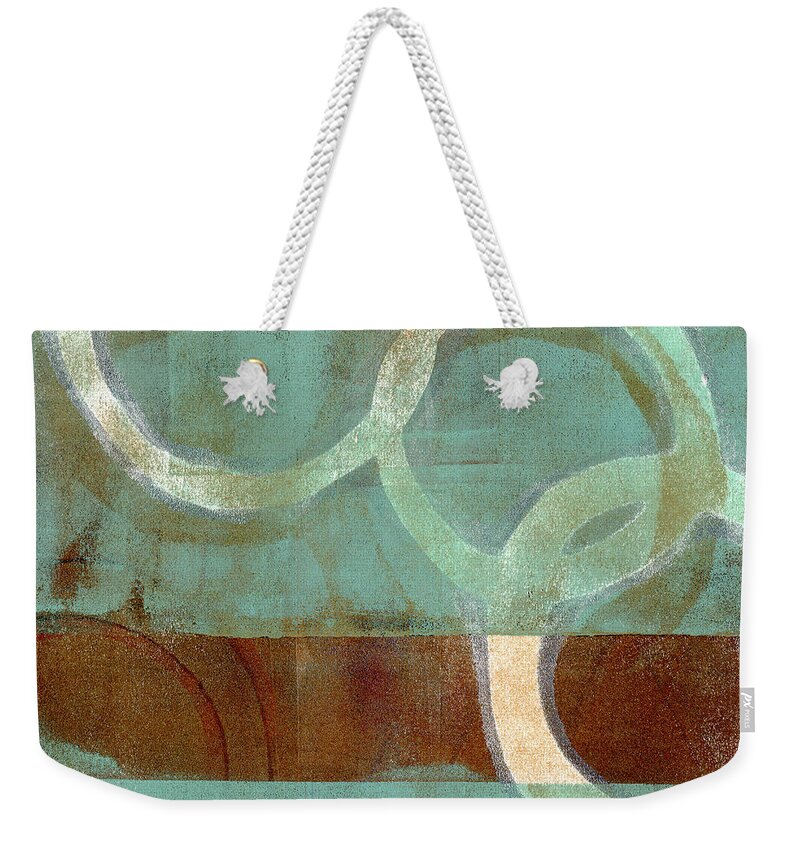 Monoprint Weekender Tote Bag featuring the mixed media Dangling Conversation Monoprint by Carol Leigh