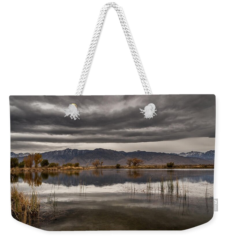 Lake Weekender Tote Bag featuring the photograph Dark and Gloomy by Cat Connor