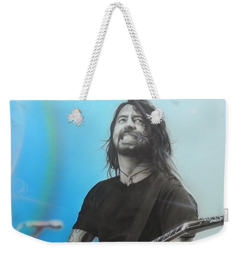 Dave Grohl Weekender Tote Bag featuring the painting Dave Grohl by Christian Chapman Art