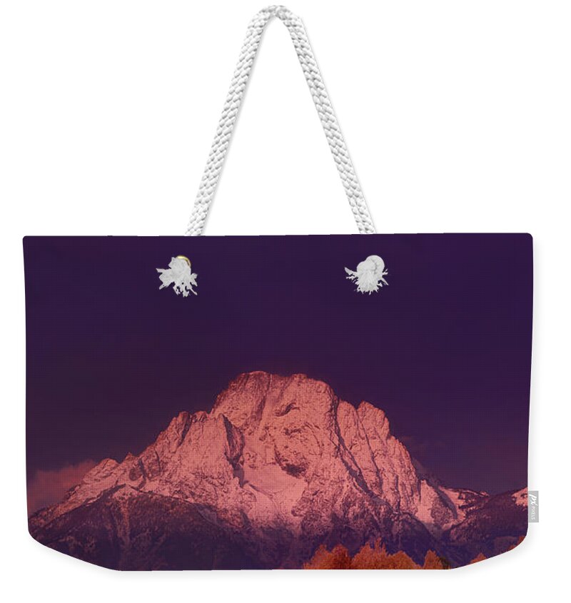 Dave Welling Weekender Tote Bag featuring the photograph Dawn Light On Tetons Fall Grand Tetons National Parketons National Park by Dave Welling