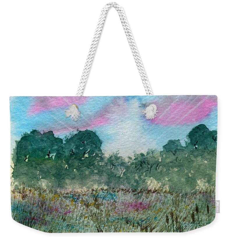Landscape Weekender Tote Bag featuring the painting Dawn on the Marsh by R Kyllo