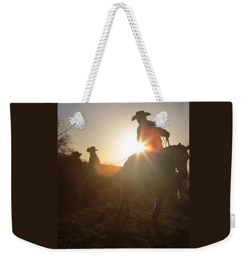 Texas Cowboys Weekender Tote Bag featuring the photograph Daybreak by Diane Bohna