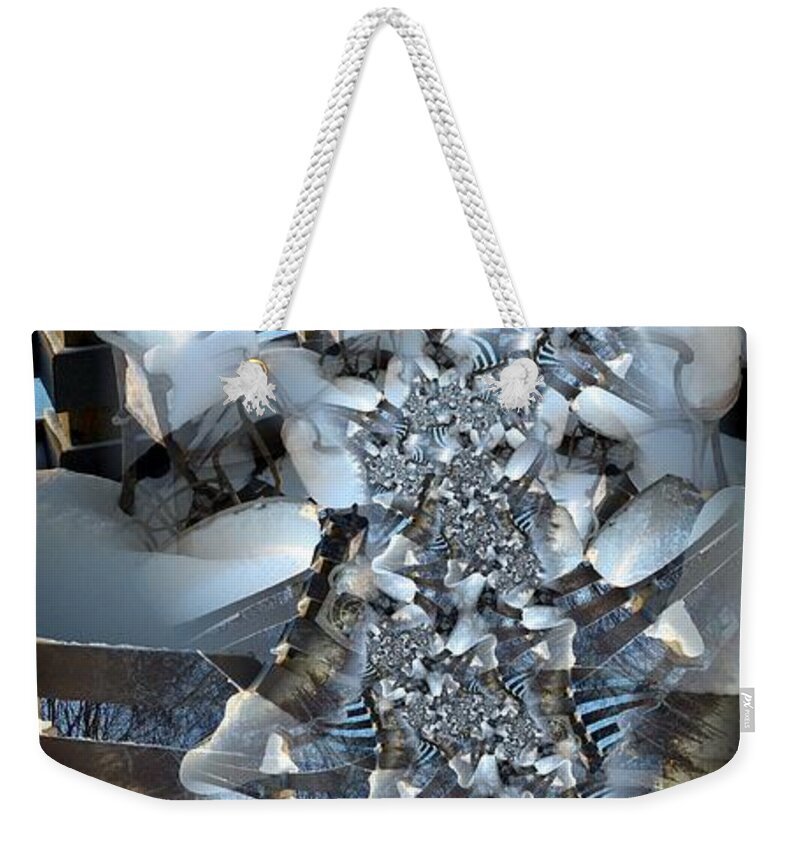 Abstract Weekender Tote Bag featuring the digital art Deck in Winter by Ron Bissett