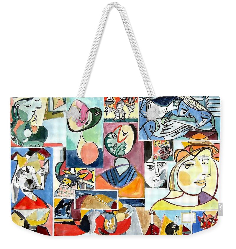 Deconstructing Picasso - Women Sad And Betrayed Weekender Tote Bag featuring the painting Deconstructing Picasso - Women Sad and Betrayed by Esther Newman-Cohen