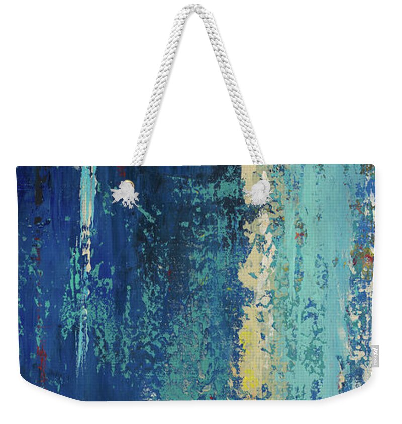 Blue Weekender Tote Bag featuring the painting Deep Blue Abstract by Patricia Pinto