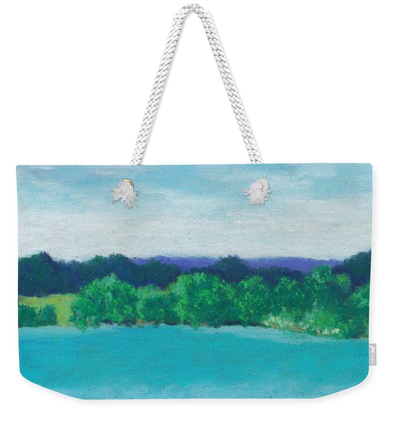 Landscape Weekender Tote Bag featuring the pastel Deep Breath by Anne Katzeff