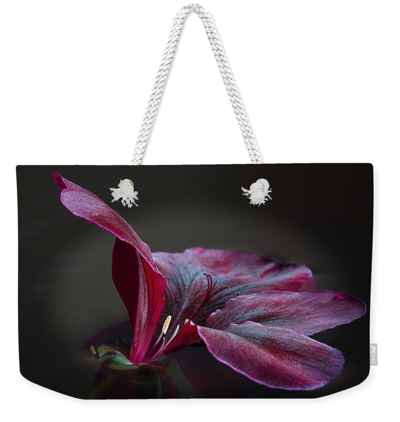 Pelargonium Weekender Tote Bag featuring the photograph Deep Velvet by Shirley Mitchell