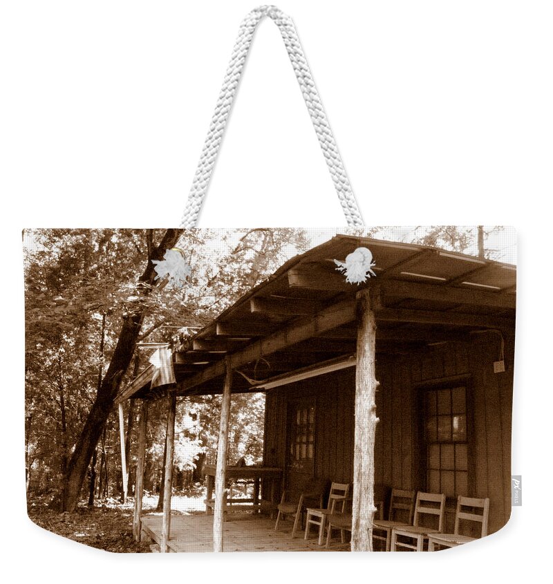 Country Landscape Weekender Tote Bag featuring the photograph Deer Hunters Cabin by Kim Galluzzo