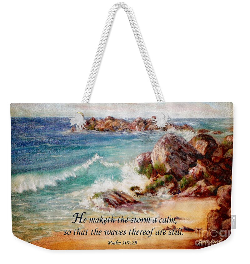 Ocean Weekender Tote Bag featuring the painting Deerfield Wave Psalm 107 by Janis Lee Colon