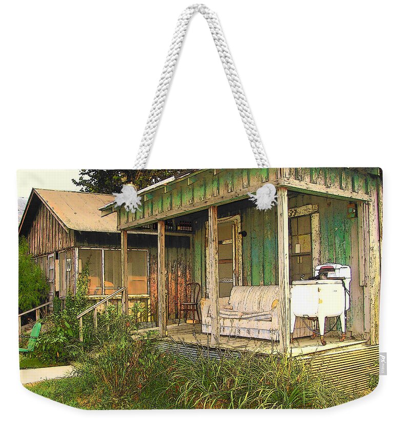 Rebecca Korpita Weekender Tote Bag featuring the photograph Delta Sharecropper Cabin - All the Conveniences by Rebecca Korpita