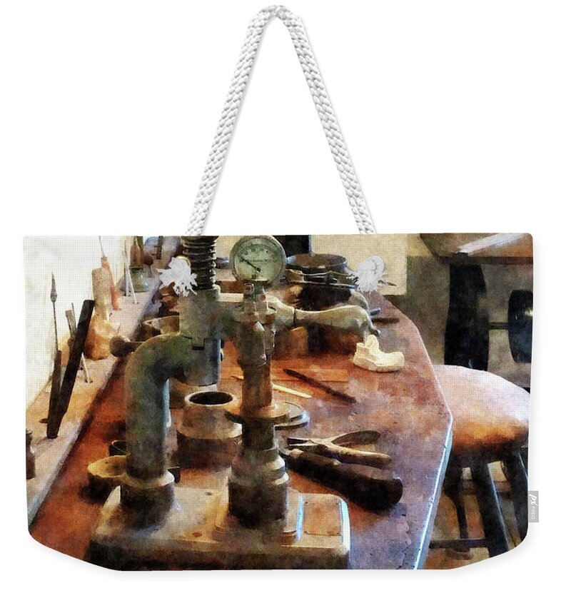 Dentist Weekender Tote Bag featuring the photograph Dentist - Bench in Dental Lab by Susan Savad