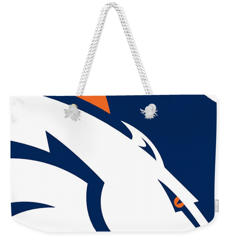Denver Weekender Tote Bag featuring the painting Denver Broncos Football by Tony Rubino