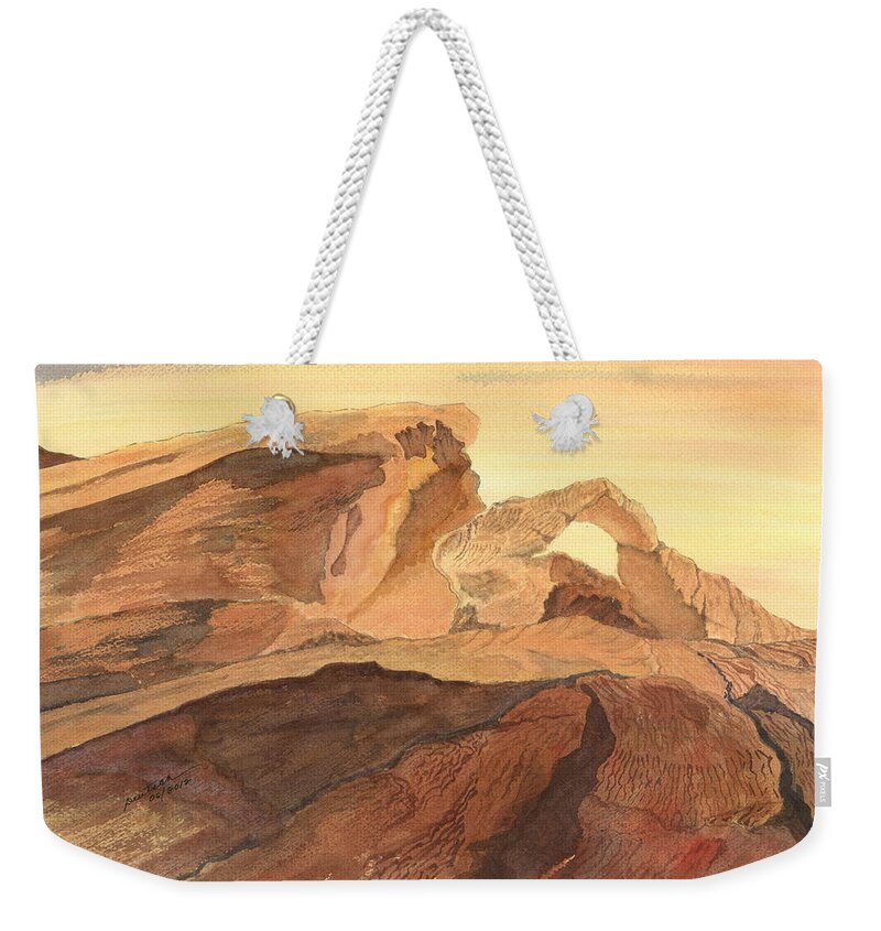 Eastern Nevada State Parks Weekender Tote Bag featuring the painting Desert Arch by Joel Deutsch