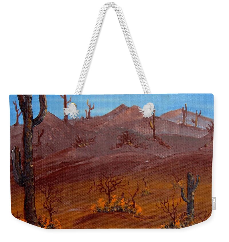Barbara Griffin Weekender Tote Bag featuring the painting Desert View by Barbara A Griffin