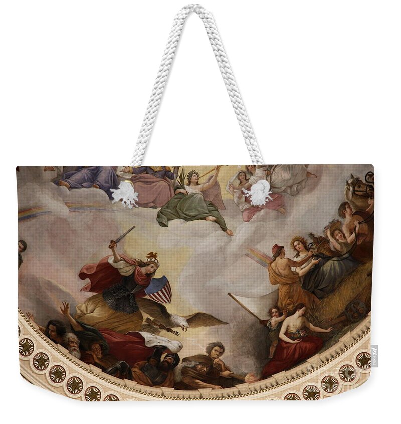 Mural Painting Weekender Tote Bag featuring the photograph Detail Mural Painting Capitol Cupola - Washington DC by Christiane Schulze Art And Photography