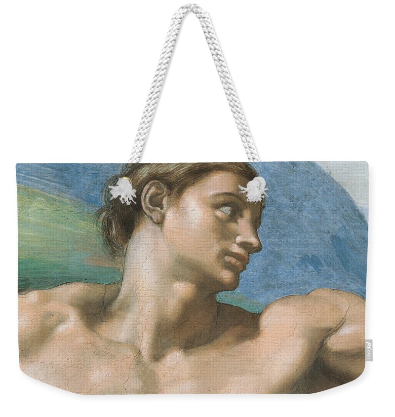 Detail Weekender Tote Bag featuring the painting Detail of the vault by Michelangelo
