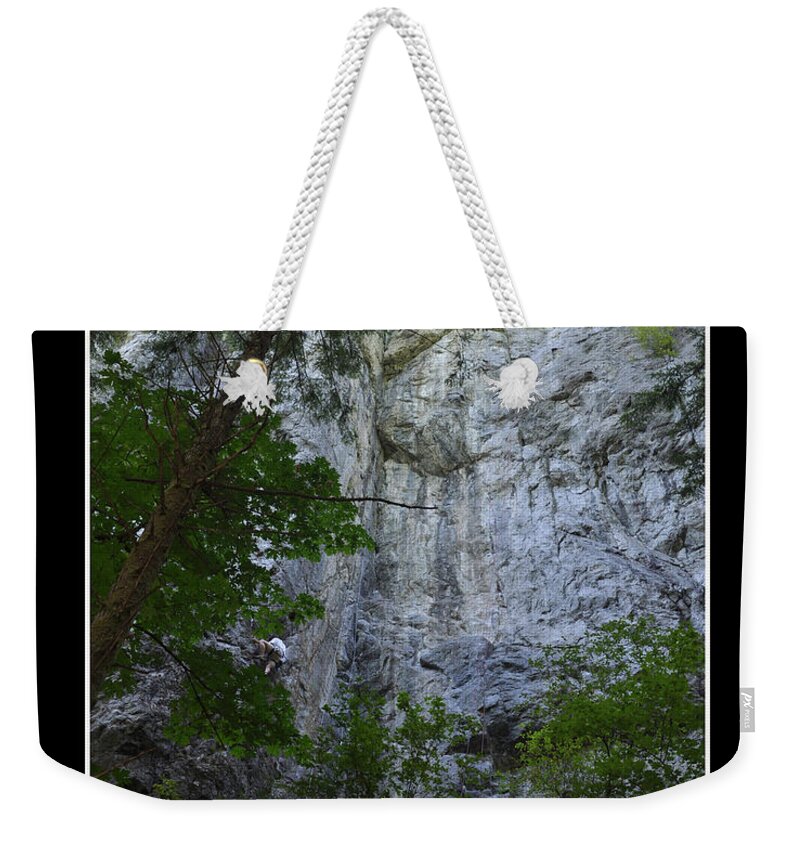 Rock Climbing Weekender Tote Bag featuring the photograph Determination by Kirt Tisdale