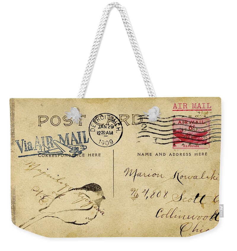 Postcard Weekender Tote Bag featuring the photograph Detroit Sketch 1909 by Carol Leigh