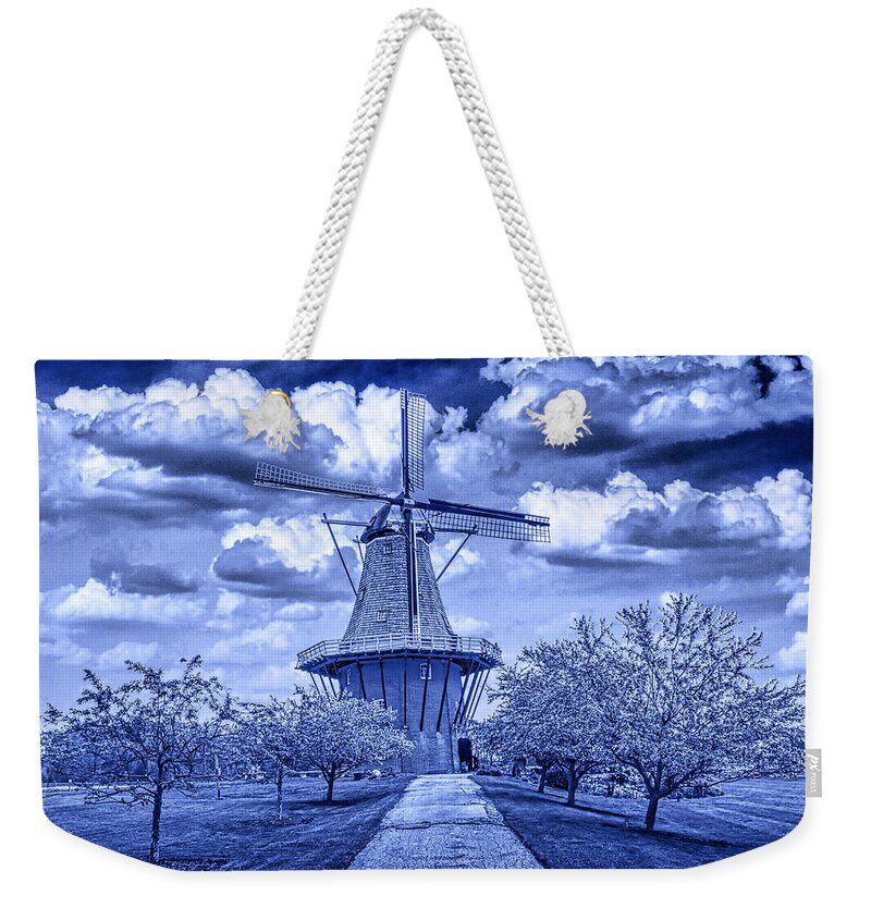Art Weekender Tote Bag featuring the photograph deZwaan Holland Windmill in Delft Blue by Randall Nyhof