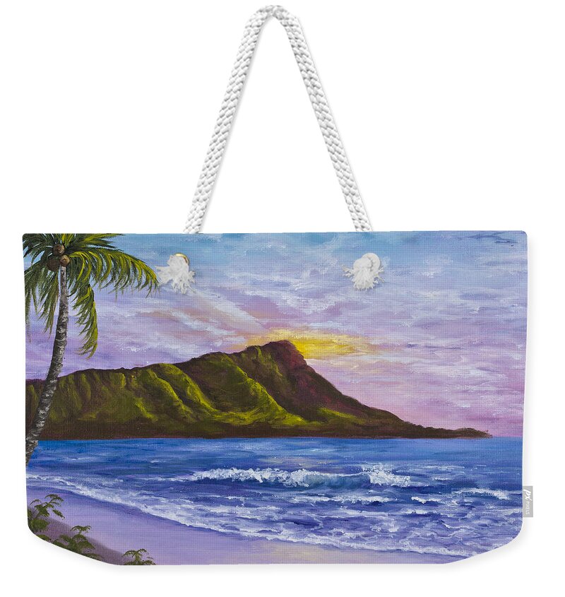 Hawaii Weekender Tote Bag featuring the painting Diamond Head by Darice Machel McGuire