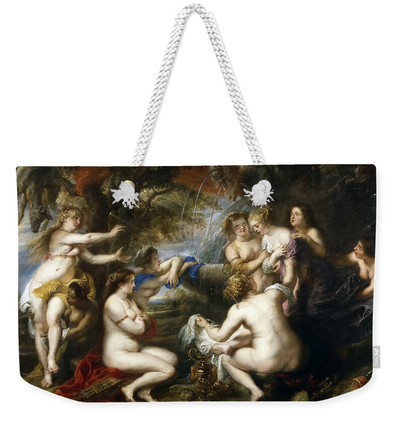 Peter Paul Rubens Weekender Tote Bag featuring the painting Diana and Callisto by Peter Paul Rubens