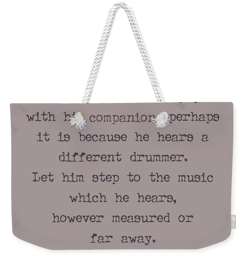 Different Weekender Tote Bag featuring the digital art Different Drummer by Georgia Fowler