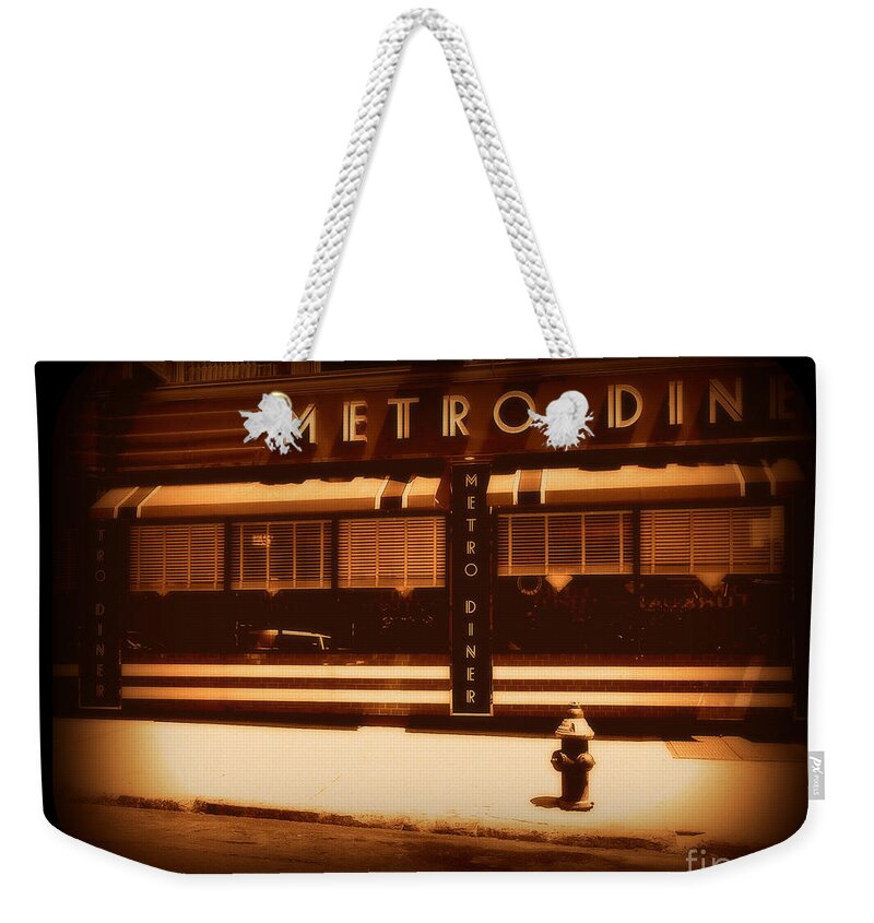 New York Weekender Tote Bag featuring the photograph Diner - Sepia by Miriam Danar