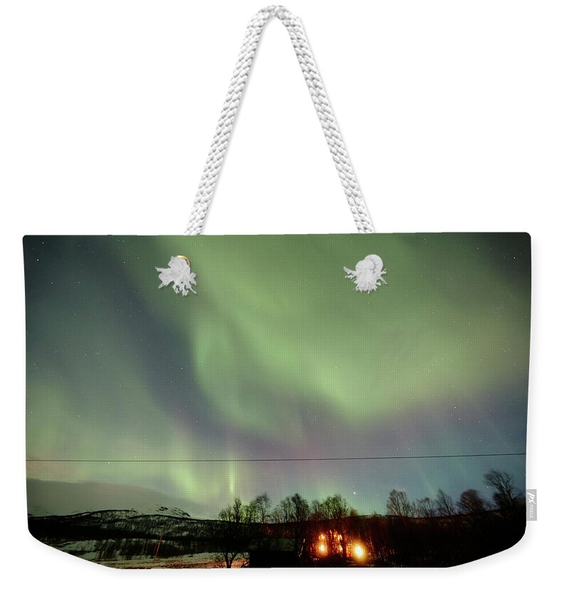 Scenics Weekender Tote Bag featuring the photograph Display Of Northern Lights Of Aurora by Joe Fox