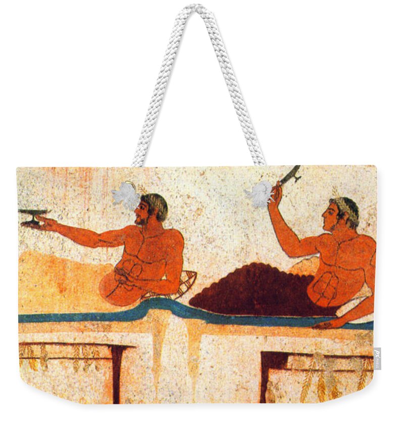 Fifth Panel Weekender Tote Bag featuring the painting Diver Five by Troy Caperton