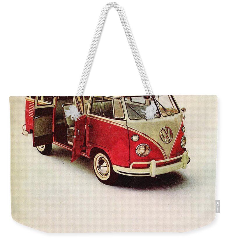 Volkswagen Van Weekender Tote Bag featuring the digital art Do you have the right kind of wife for it by Georgia Fowler