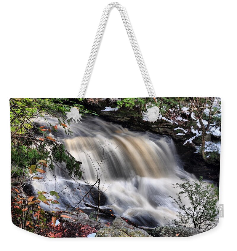 Waterfall Weekender Tote Bag featuring the photograph Doane's Lower Falls in Central Mass. by Mitchell R Grosky