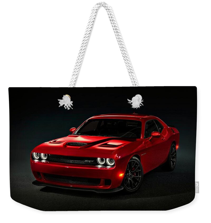 Dodge Weekender Tote Bag featuring the photograph Dodge Challenger S R T Hellcat by Movie Poster Prints